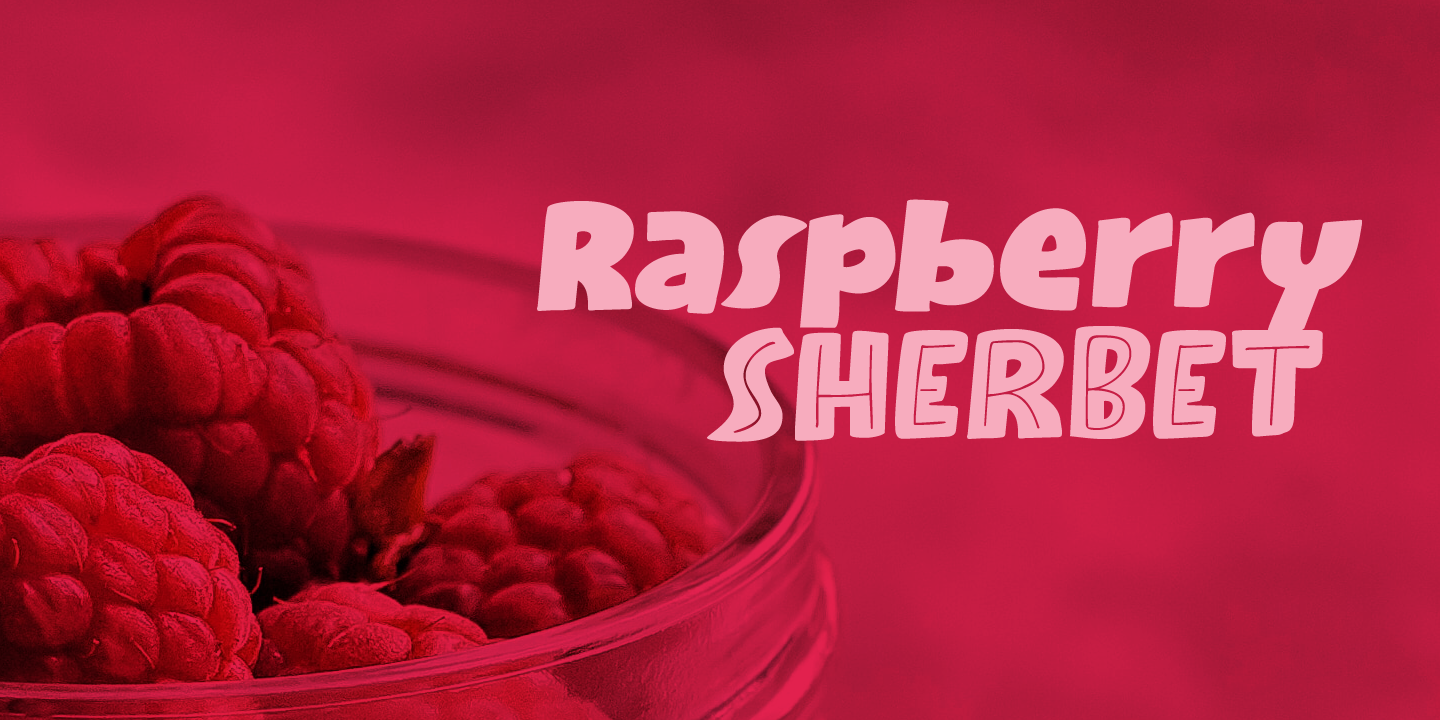 Przykład czcionki Raspberry Sherbet Inline